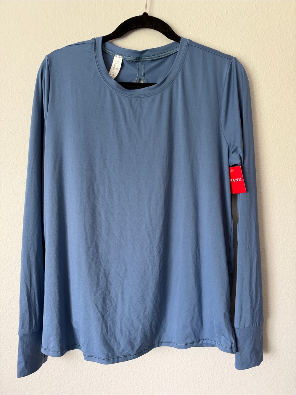 Spanx Butter Wrap Back Long Sleeve Tee Shirt Indigo Blue Haze size Large - Picture 3 of 4
